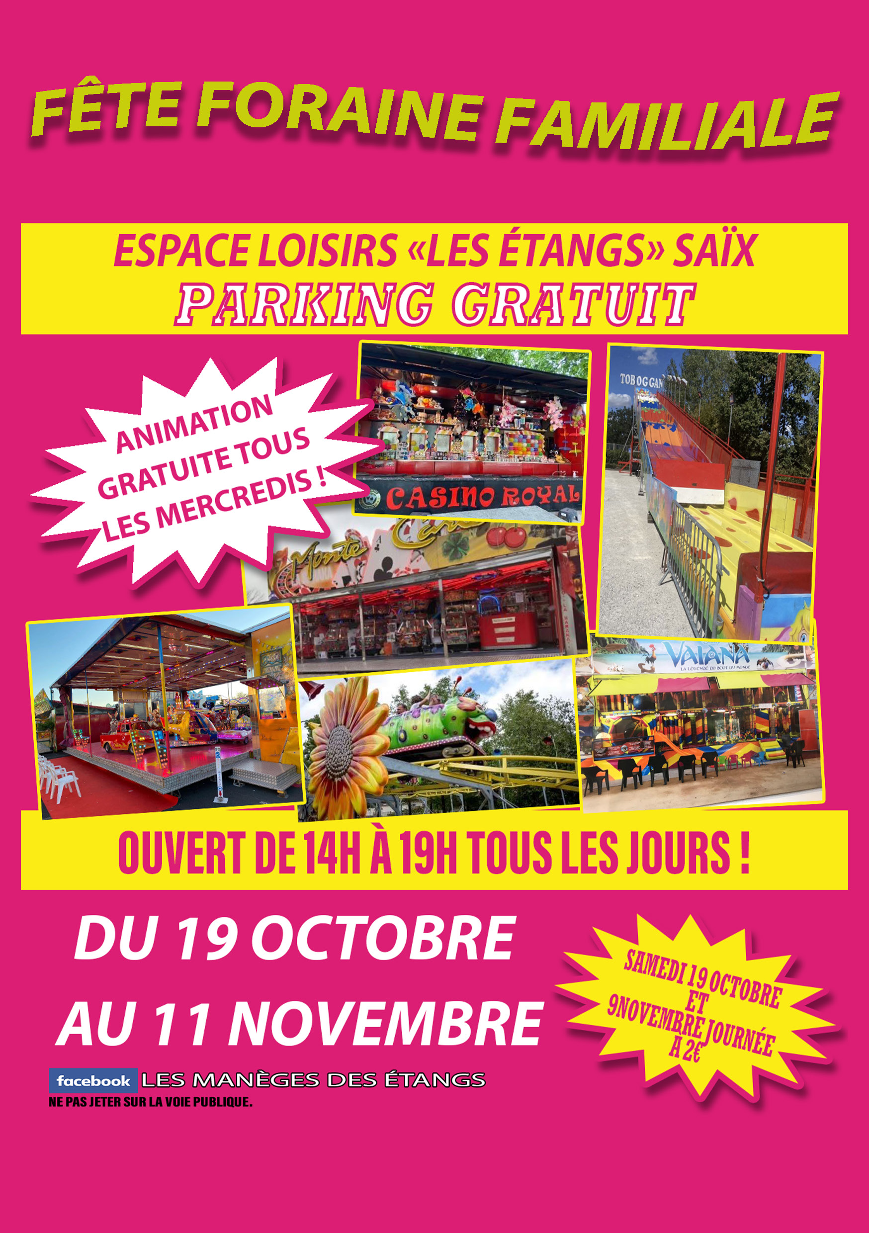 affiche fête foraine à l'espace loisirs "Les étangs"