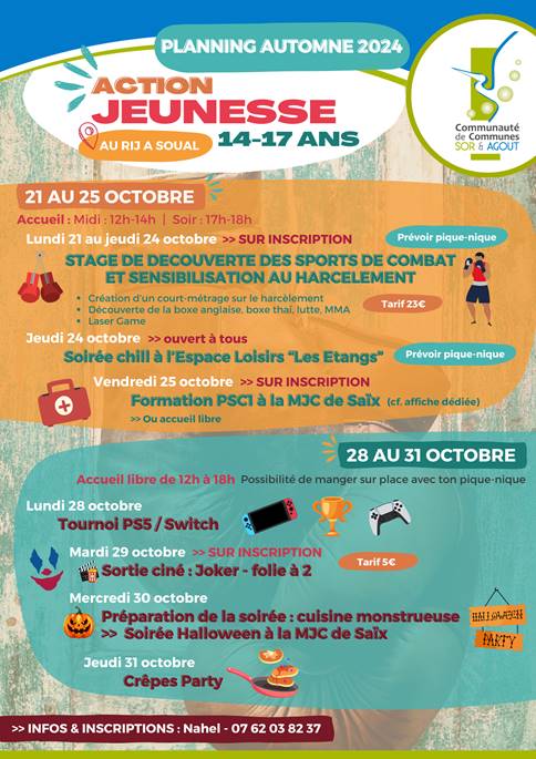 Affiche planning automne 2024 action jeunesse