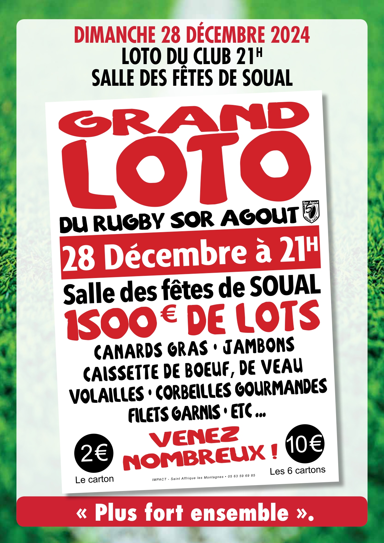 Affiche loto rugby sor agout