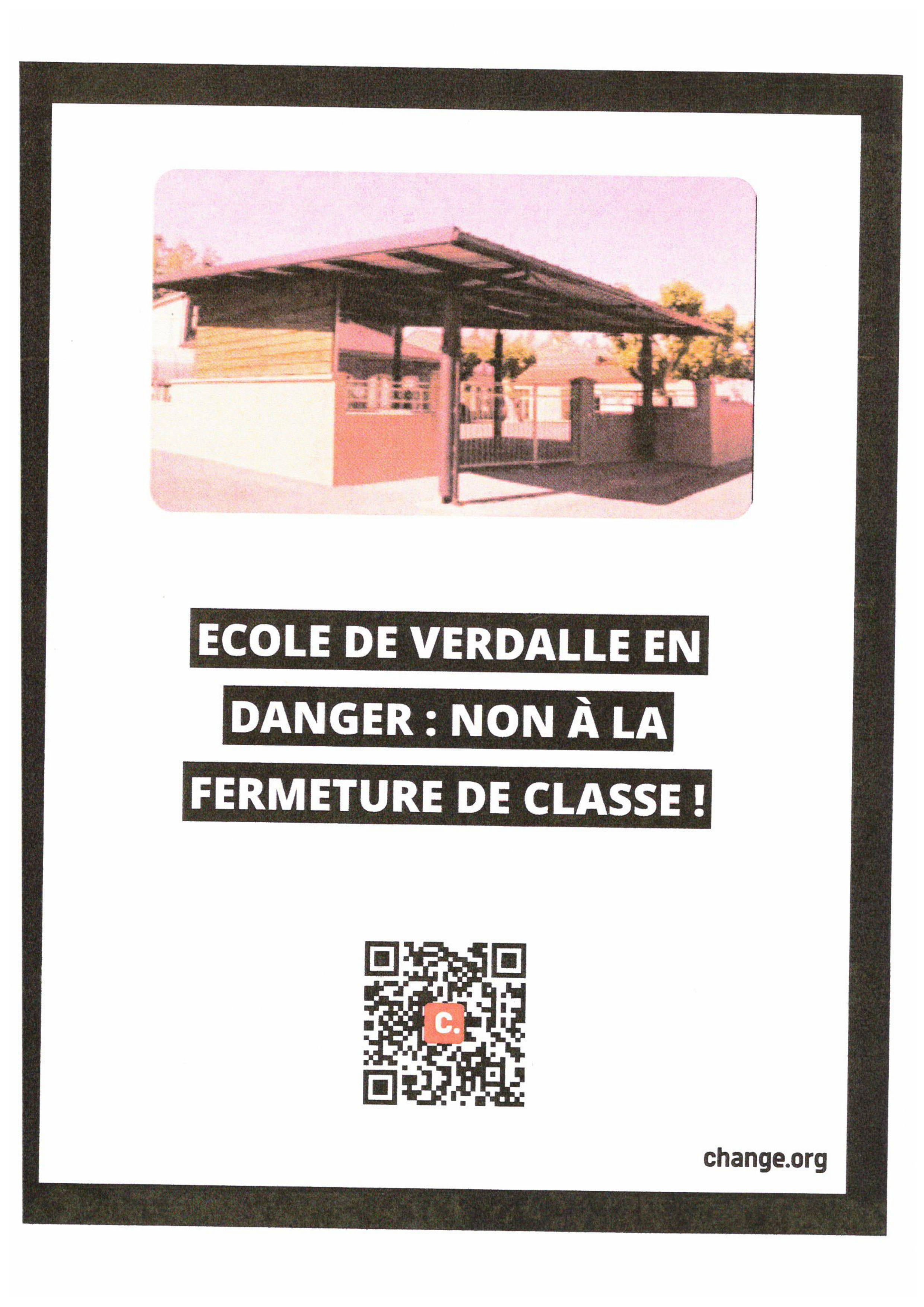 affiche contre la fermeture d'une classe